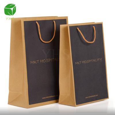 China Cheap Recyclable Recycle Garment Cheap Kraft Paper Shopping Carrier Brown Gift Bag China For Clothes With PP Handles for sale