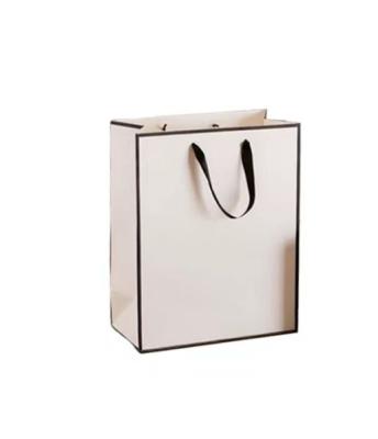 China Recyclable Custom Clothing Paper Shopping Bag For Gift With Ribbon Handle Ribbon Bow With Customize Gold Logo for sale