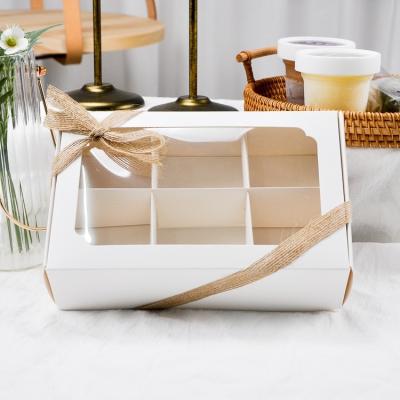 China Recyclable Fancy Cupcake Boxes Ivory Paper With PVC Window Customized Cupcakes Boxes Chocolate Shopping Packaging Box for sale