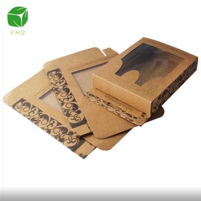 China Recyclable Wholesale Recycled Cheap Custom Printing Brown Kraft Paper Socks Towel Clothing Gift Packaging Storage Display Box With Window for sale