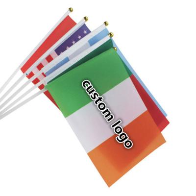 China Wholesale cheap pole national flag 30CM scrolling from manufacture, custom made polyester waving mini country flag for sale