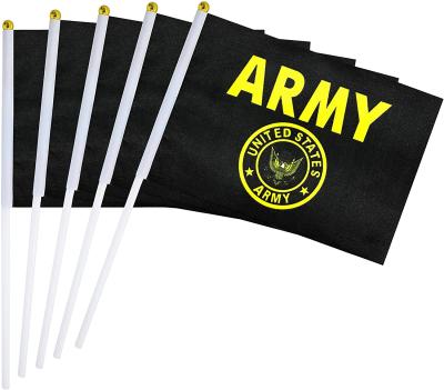 China Mini Handheld United States Military Hanging Flags Decorations Supplies Army Gold Crest Small Stick Flag On Stick for sale