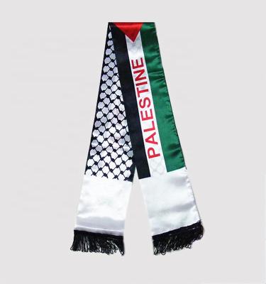 China Custom Football Scarf Palestine Custom Satin Logo Printing Tassel Football Scarf Palestine National Day Palestinian Flag Scarf for sale