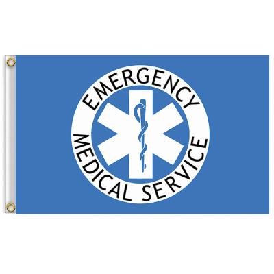 China Custom 90x 150cm 3x 5ft Hanging Star of Life Flag Emergency Medical Flag Manufacturer for sale