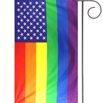 China 12 x 18 Inch Premium Double Sided Rainbow Garden Flag Hanging American Gay Pride USA for sale