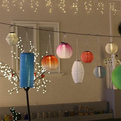 China Kanlong  wholesale led lantern  solar led outdoor light 15*30CM monocolor fabric lantern  garden outdoor for holiday decoration for sale