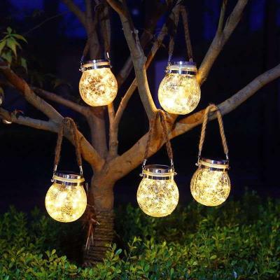 China Kanlong IP65 Outdoor solar garden light 20led Mason Jar Light Waterproof Crack Glass Globe solar lights decoration for sale