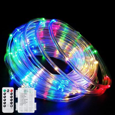 China LED Rope Lights Battery Operated String Lights 33Ft 100 LEDs 8 Modes Outdoor Waterproof Fairy Lights Dimmable Timer with Remote for sale