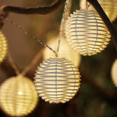 China Classical 10pcs PVC rattan IP65 LED Lantern Ni-MH Battery Operated solar led garden string lights outdoor waterproof for Patio for sale