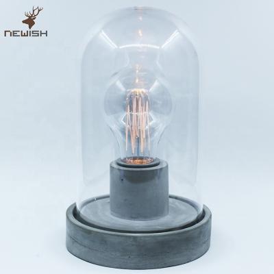 China Wireless charger LED cement edison bulb lights battery operated concrete base desk lamp for home hotel decor for sale