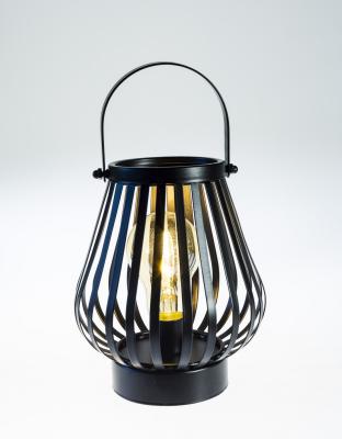 China Newish black modern lantern metal lantern with glass filament bulb for sale