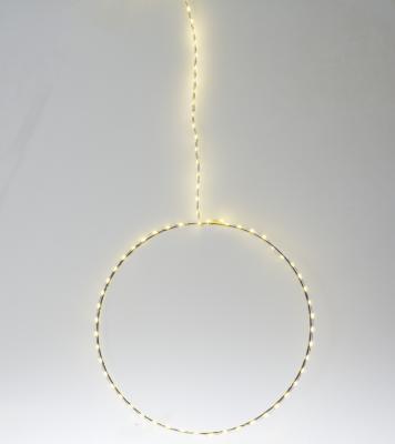 China Newish Lighting decoration home modern metal silver circle 12inch wreath led curtain light for room decor for sale