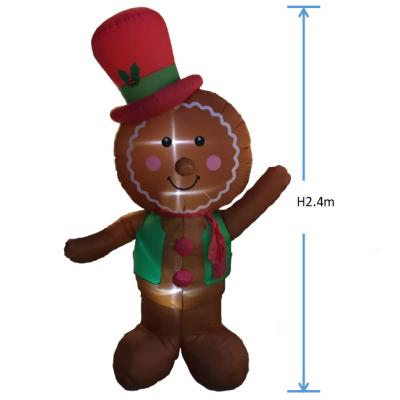 China Kanlong yard inflatables outdoor decorative giant inflatable gingerbread man with light christmas outdoor decoration for sale