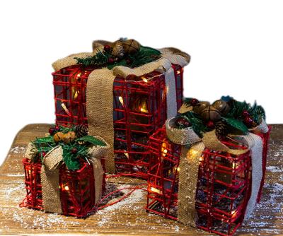 China Kanlong Christmas garden street outdoor decorative holiday cotton gift box lights with glitter and 35L warm white LED for sale