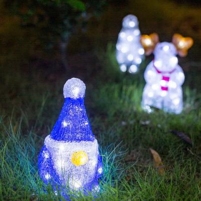 China Kanlong Outdoor Garden Cute Decor Acrylic Gnome Santa with 20L white LED and timer for sale