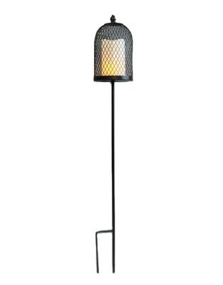 China Kanlong weatherproof metal cage decorative stake timer function flameless led candle lantern bollard garden lawn light for sale