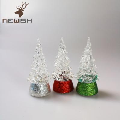 China Night light color 5.5*5.5*7cm acrylic tree with colorful  light led base christmas lights holiday for sale