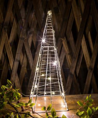 China Kanlong metal silver H23in Cone shape christmas outdoor lights 50LED  tree lights outdoors for holiday decoration for sale