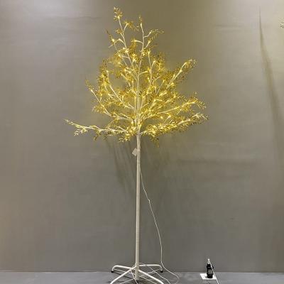 China Kanlong home lighting H150cm 150pcs LED 3D gold glitter leaves standing tree light for family holiday decor for sale