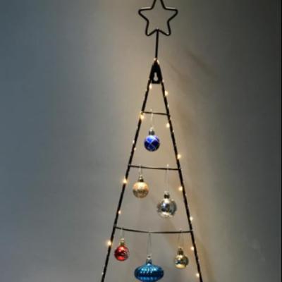 China Newish Christmas LED decoration painting metal wire tree wall deco light with plastic hanging decorations for sale