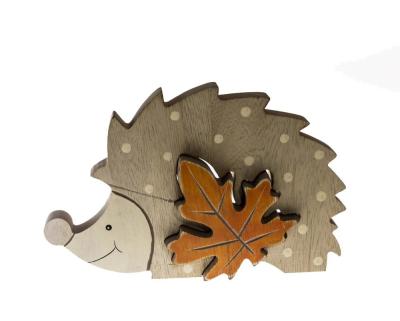 China Newish christmas decoration 19.5x12.5x1.8cm colored wood  hedgehog deco for sale