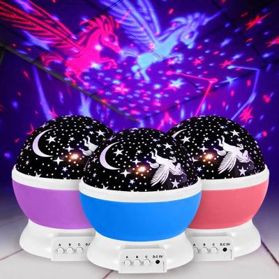 China Modern RGB 3D led night lights battery powered moon star starry projector lamp for kids baby children for sale