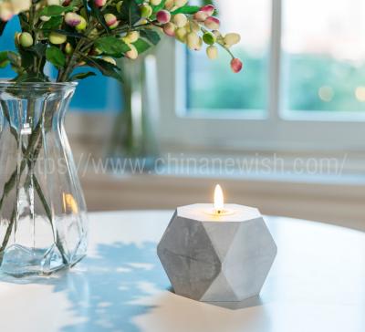 China Polygonal cement Based lamp light candle for home decor plastic material simulated flameless led candles for sale