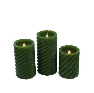 China Newish new design green color flameless led blow sensor candles,battery powered led wax candle light for room decoration for sale