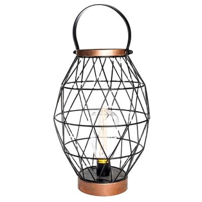 China Kanlong portable lampe de table metal black cage basket geometry led desk lamp for home lighting for sale