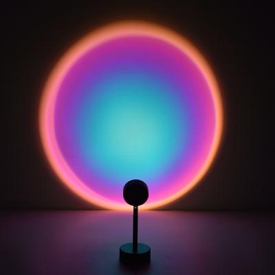 China Indoor projection lamp Modern rainbow art deco sunlight black table lamp USB charge Sunset light for home decor for sale