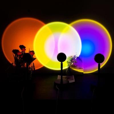 China USB Rainbow Sunset Red Projector Modern Micro Floor Lamp With Table for Bedroom Bar Coffee Store Wall Decoration Lighting for sale