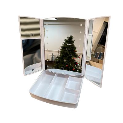 China Multifunctional LED storage decorative mirror with light luxury with different magnifying mirrors for sale