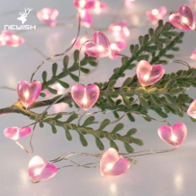 China Kanlong rohs PVC pink mini heart string light copper wire LED wedding lights for Valentine's day decoration for sale