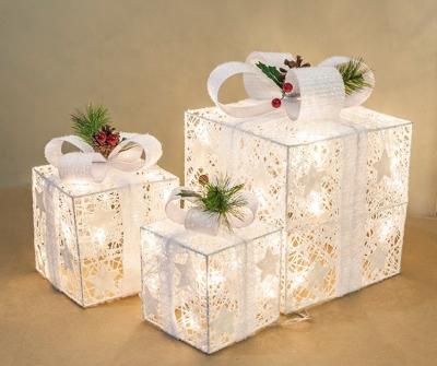 China Cotton metal gift box lighting wholesale price high quality LED fairy lights outdoor Christmas decoration for sale