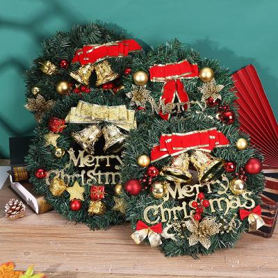 China Wholesale High Quality Pine Cone Ribbon Ball Decoration Artificial Christmas Wreath  With Lights for sale