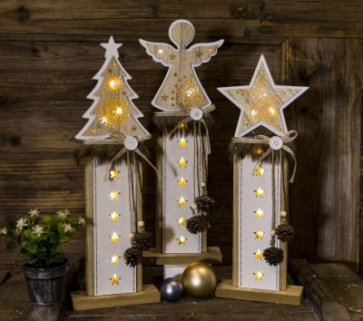 China Kanlong 2022 New Creative Christmas Indoor Decorations Wooden Christmas Home Decor With 10 Led Light for sale