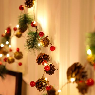 China Kanlong holiday lighting wood ornaments 20L 86inch nature pine cone christmas led string light for sale