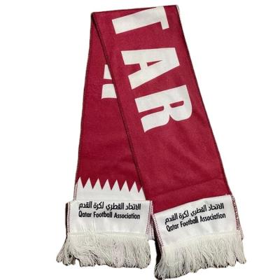 China Wholesale Cup Long Soccer Scarf Custom Polyester Printing Qatar Soccer Scarf 2022 for sale