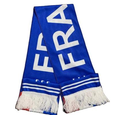 China 2022 Qatar Factory Custom Long Scarf Football Cup Soccer Direct Printing Polyester For France for sale