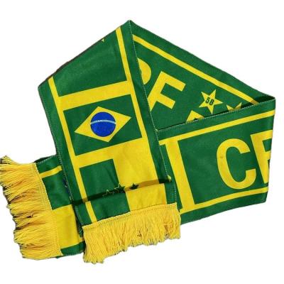 China Long 2022 Cup Cheap Double Sided Custom Logo Printed World Cup Long Soccer Team Brazil Scarves for sale