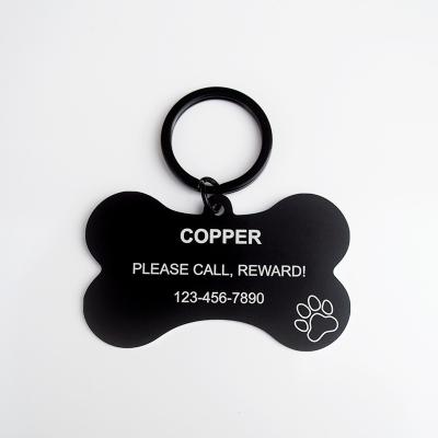 China Europe Metal Dog Tags Metal Pet ID Engraved Name Tags Collar Bone Shape Laser Engraving Metal Dog ID Tags With Ring for sale