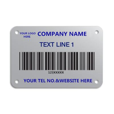 China Waterproof Custom Metal Barcode Printer Sticker With Holes for sale