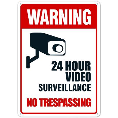 China OEM Aluminum Reflective Warning Signs Video Surveillance Metal No Breaching Sign Custom Size for sale