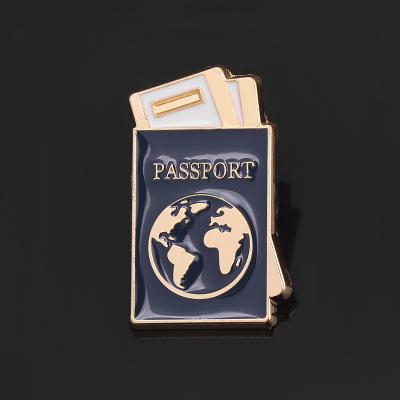 China Custom Design Logo Soft Enamel Map Passport Metal Lapel Pin Worldwide for sale