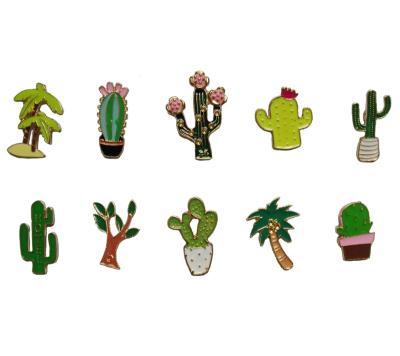 China Metal Plant Mold Cactus Enamel Metal Brooches Existing Lapel Pin Badge for sale