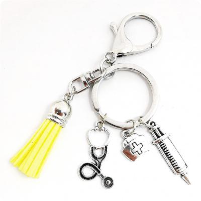 China Custom Leather Multiful Leather Tassel Enamel Doctor Key Chain Key Chain for sale