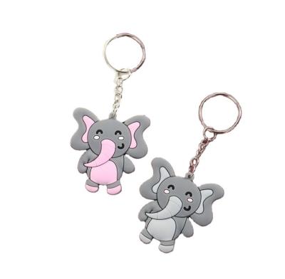 China Factory Price 3D Soft PVC Plastic Rubber Cartoon Elephant Bear Dairy Cow Animal Key Chain for sale