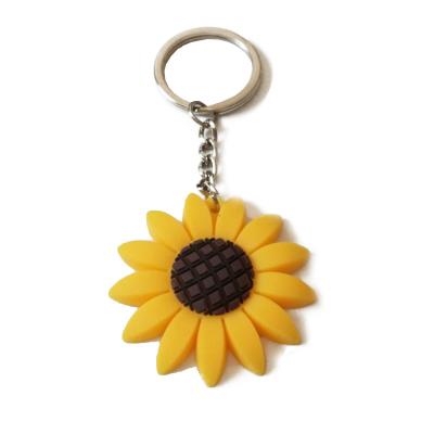 China Factory Price Custom PVC Sunflower Soft Key Chain Rubber Key Chain for sale