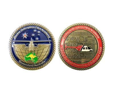 China Customized Europe Metal Coin Producer 3D Casting Antique Bronze Helicopters Soft Enamel Australian Honor Metal Challenge Coin Medal for sale