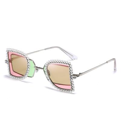 China New Arrival Fashion Sunglasses CJ9087 Metal Frame With Beads Colored Lens Luxury Mens Womens 2019 Sunglasses for sale